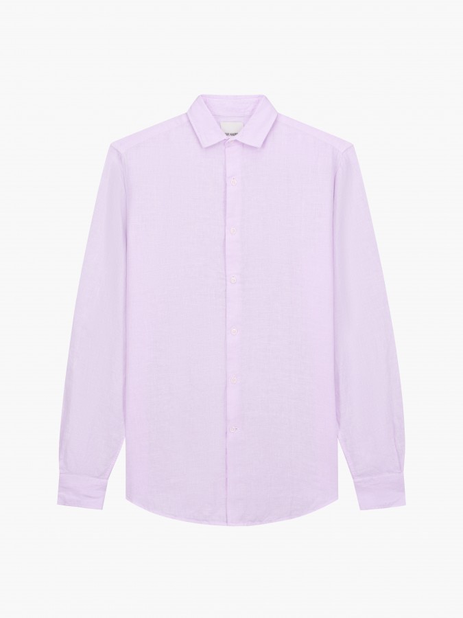 Afbeelding van Linnen Shirt Lavendel Heren Overhemd Lange Mouw - VAN HARPER